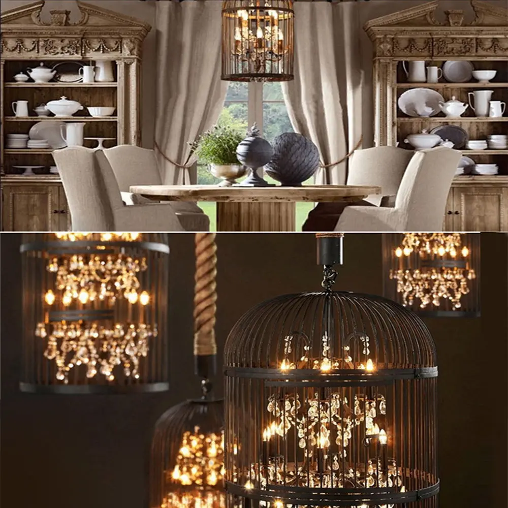 Сельская современная люстра с кристаллами в стиле индастриал Эдисона светящаяся