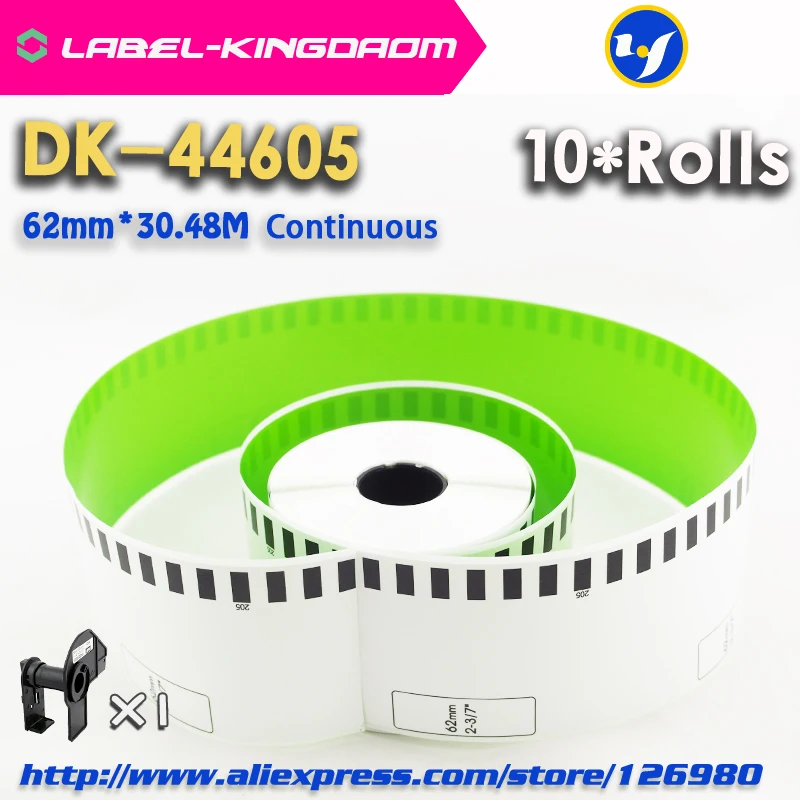 10 рулонов совместимых DK-44605 этикеткой 62 мм * 30 48 м непрерывная Совместимость для