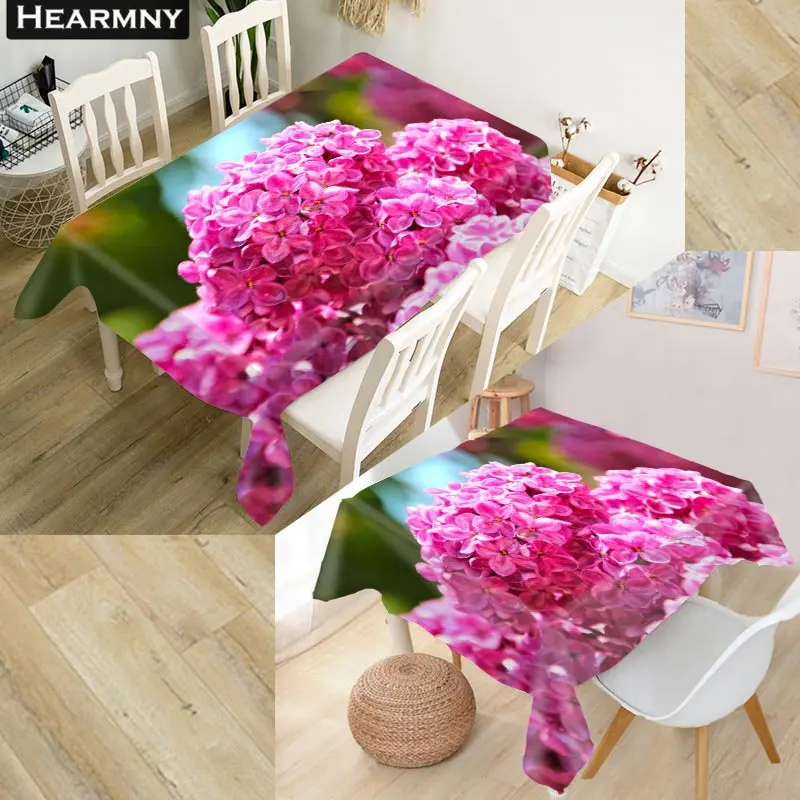 HEARMNY 3D скатерть сиреневая Ткань Оксфорд Пыленепроницаемая прямоугольная крышка