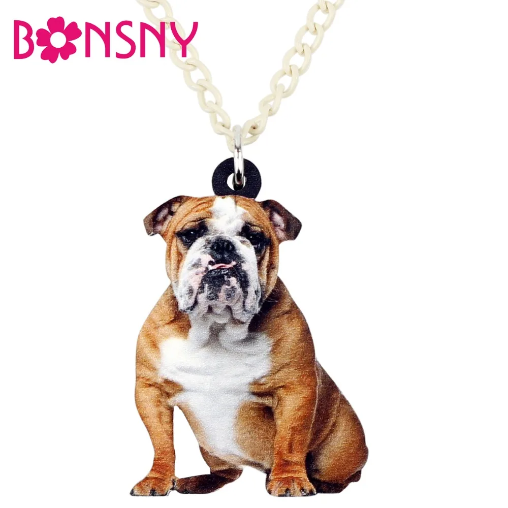 Акриловый Английский Британский Бульдог Bonsny яркий ошейник с животными ювелирные