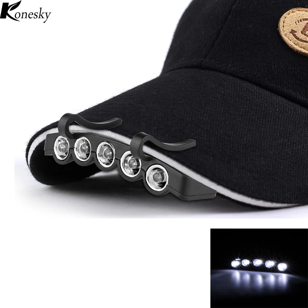 Налобный фонарь Konesky с 5 светодиодами и клипсой для головной уборы|led headlamp|5 led