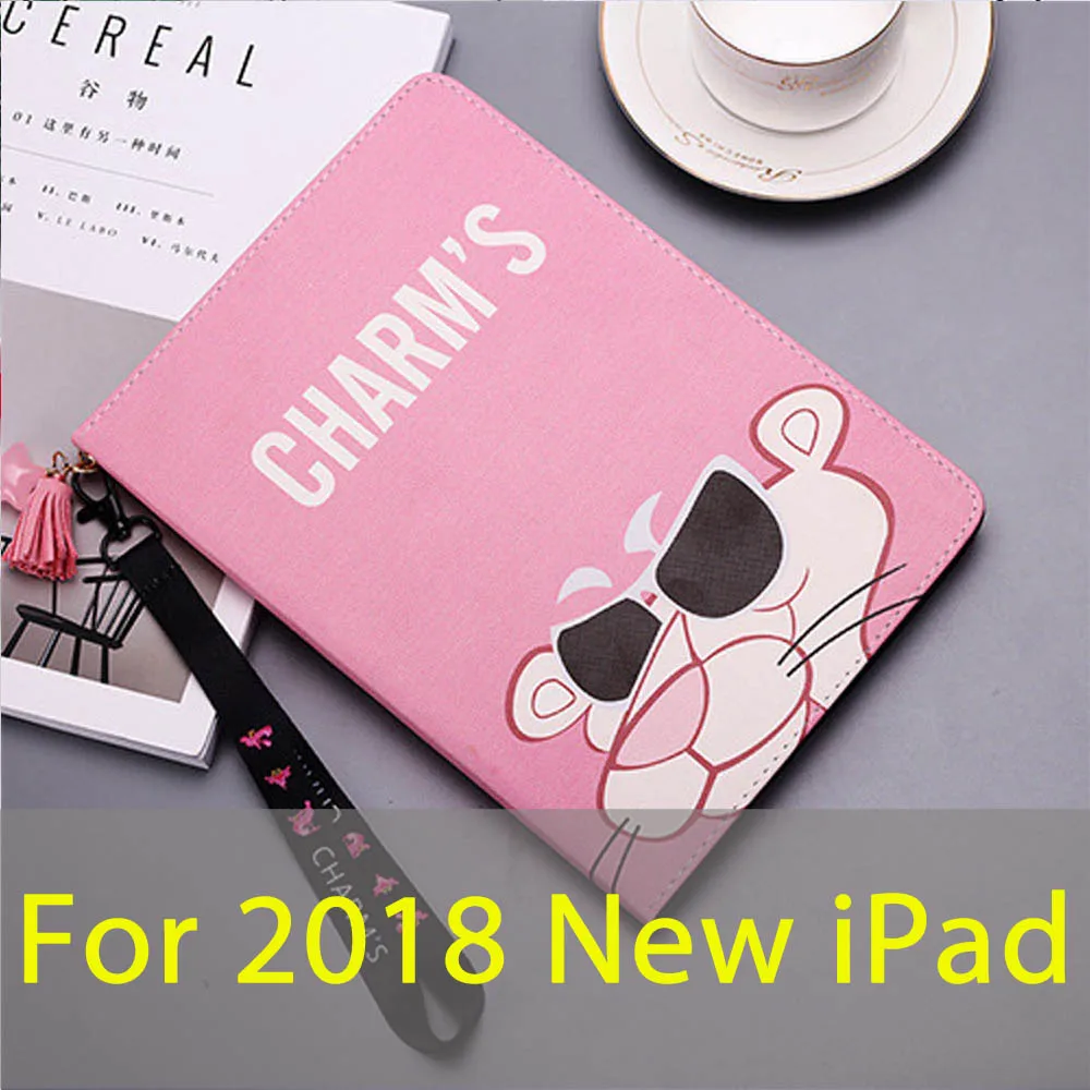 Pink For iPad 2018 Чехол для iPad Air 2 1 iPad 2/3/4 Mini 4 3 2 1 Pro 9," Розовая пантера чехол с ремешком умный Авто Пробуждение сна - Цвет: Pink For iPad 2018