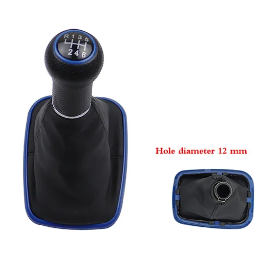 6 Speed 12 mm 5/6 Скорость Шестерни рукоятка рычага переключения передач для Volkswagen VW MK4 Golf 4 Характеристическая вязкость полимера GTI R32 Jetta Бора с синей рамкой Противопыльный Чехол 12/23 мм - Название цвета: 6 Speed 12 mm