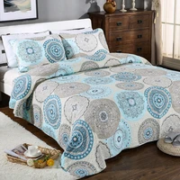 quality print quilt sets 3pcs bedspreads wash cotton quilts bed cover with 2pillowcase queen size coverlet summer blanket