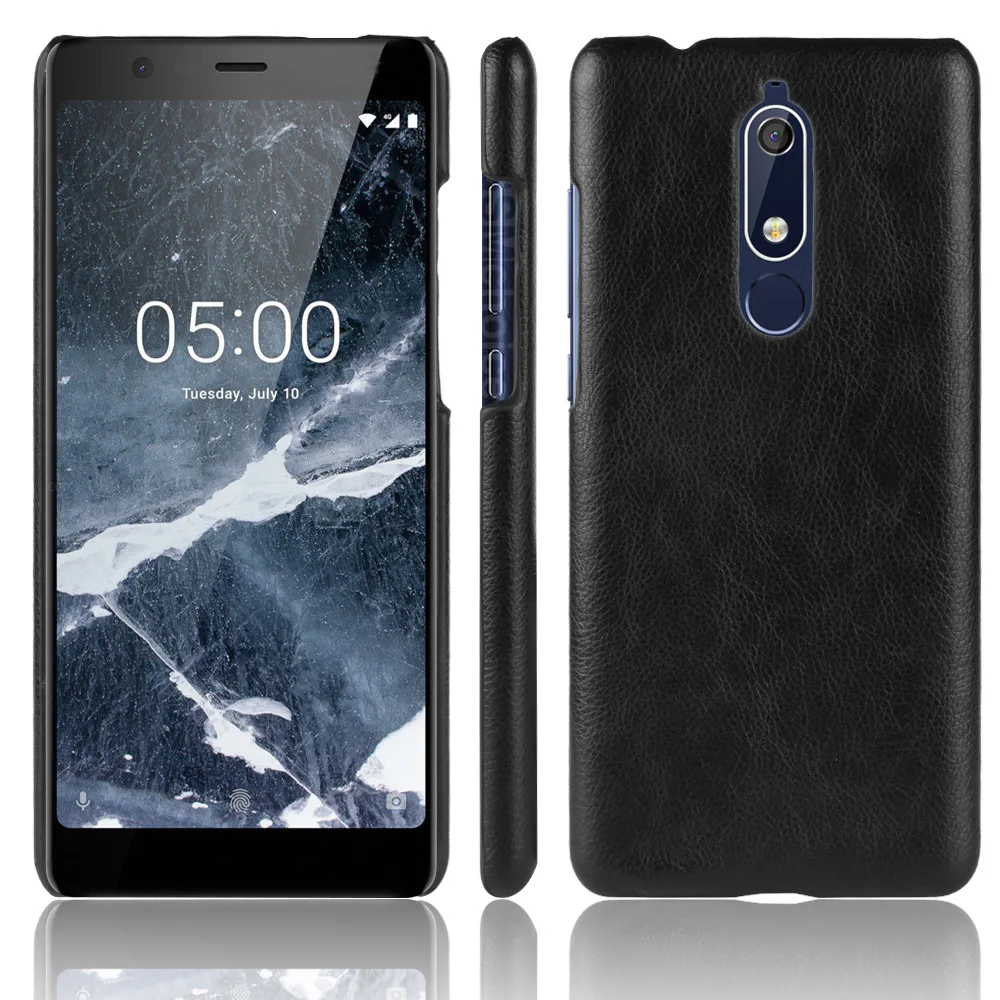 Lichee Pattern Mobile Phone Case For nokia5.1 uxury PU Leather Hard Plastic Back Cover Fundas |