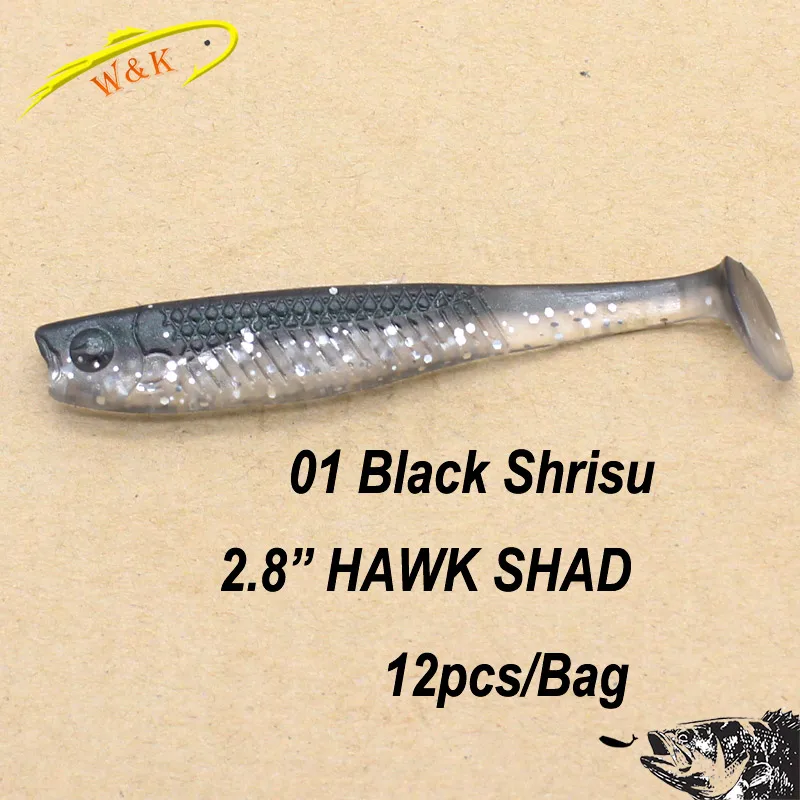 Мини Shad 2,8 дюймов качели весло Мягкая приманка с хвостом 12 шт. мелкие рыболовные приманки Easy Shiner действие Мягкая приманка для окуня бас мягкие приманки - Цвет: 01 Black