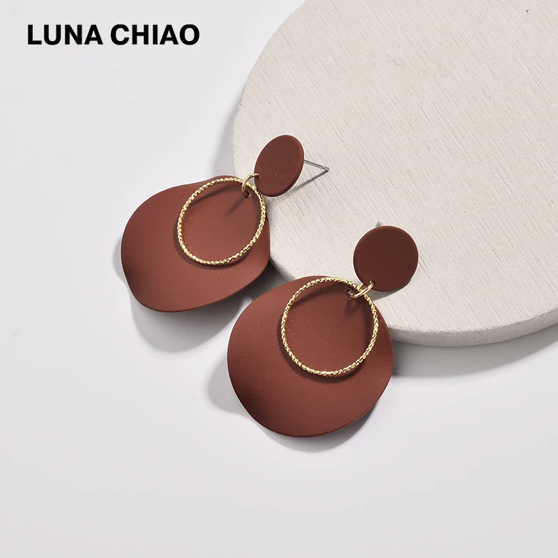 Серьги подвески LUNA CHIAO для женщин бордовые матовые разноцветные сережки с