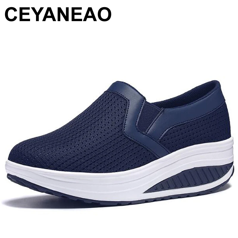 

CEYANEAO Women flats new 2018 autumn breathable platform sneakers casual thick soles women shoes big size 41 42 43 E857