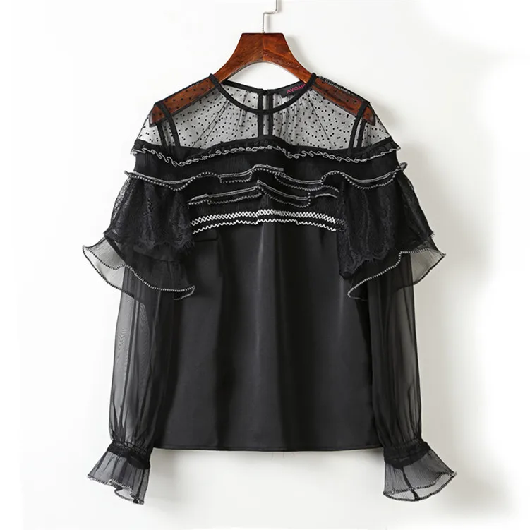 

Bella Philosophy Blouses Shirt Tops Office sutumn Ladies Streetwear Girls Vintage Elegant Sweet Crop Casual lace women Top