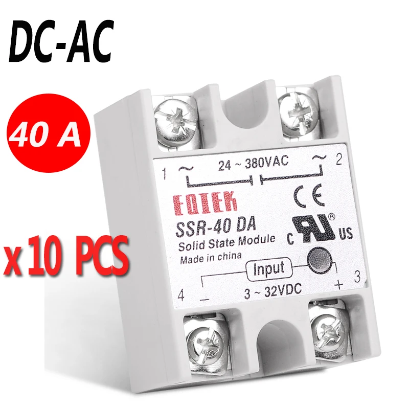 10 шт./лот промышленное твердотельное реле SSR 40DA 3 32 В постоянного тока вход и 24 380