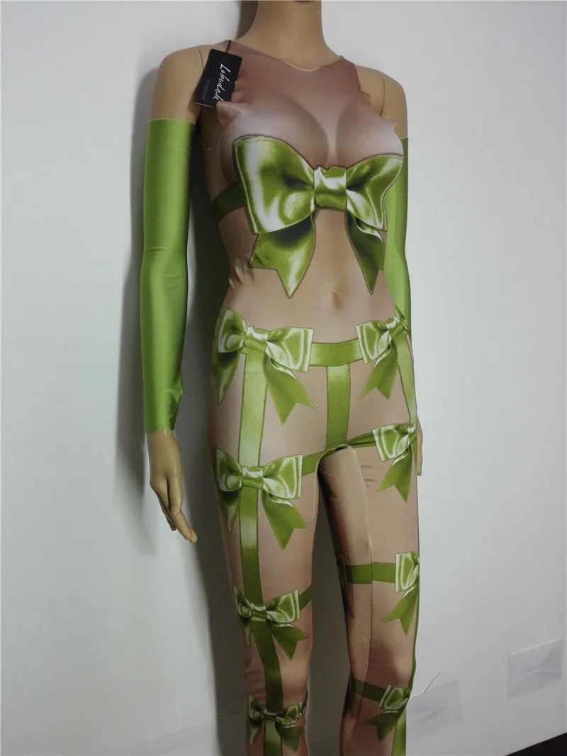 Женский костюм комбинезон с принтом сексуальное боди для ночных клубов певиц