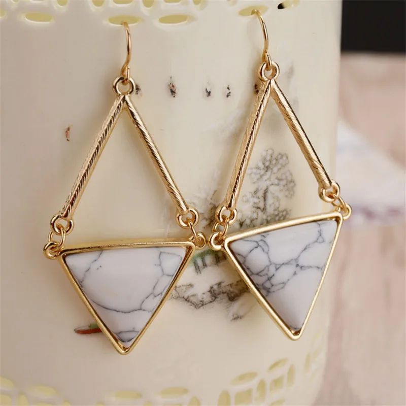 Comiya Белый Треугольник Готический Падение моды Серьги Для Женщин Boho Цинковый