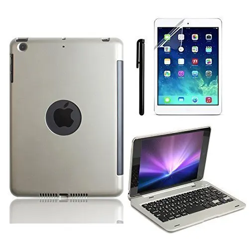 Для ipad Mini2 чехол беспроводной Bluetooth клавиатура для ipad Mini 1 2 3 полный корпус защитный портативный чехол клавиатура с подставкой Smart - Цвет: Серебристый