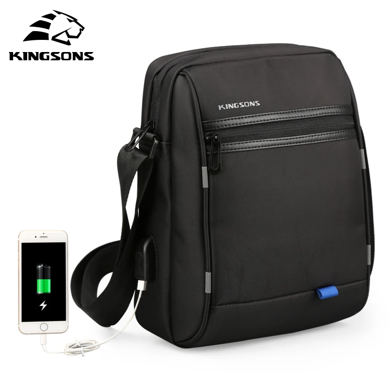 

Kingsons New USB Charging Tablet PC Bag for Pad Crossbody Bag Men Laptop Shoulder Messenger Bag Waterproof 10.1 inch