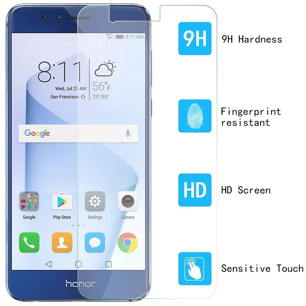 Phiyoo для Стекло Huawei Honor 8 0.2 мм Премиум Экран протектор Закаленное против царапин 5.2