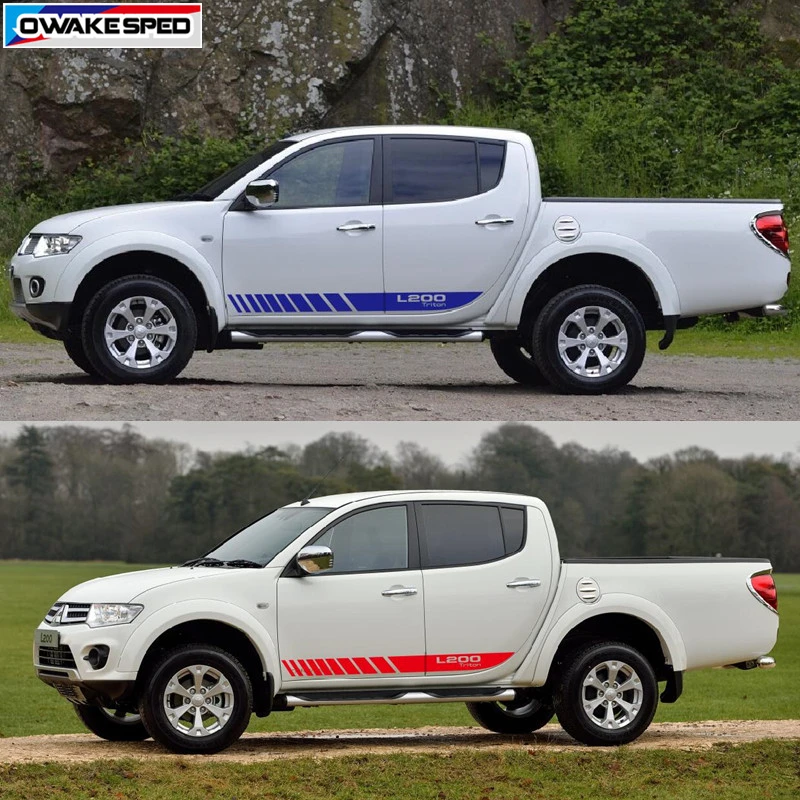 Гоночные полосы для Mitsubishi L200 Triton Графический автомобильный Стайлинг боковой двери юбка Декор Стикеры Авто аксессуары для тела виниловая наклейка