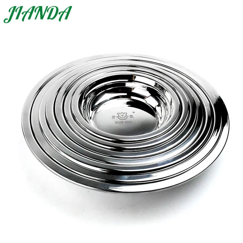 JIANDA High Quality 304 Stainless Steel Salad Bowl Tableware Dishes &amp plates Durable Dish Bowls Set Kitchen Accessories 7 Size | Дом и сад
