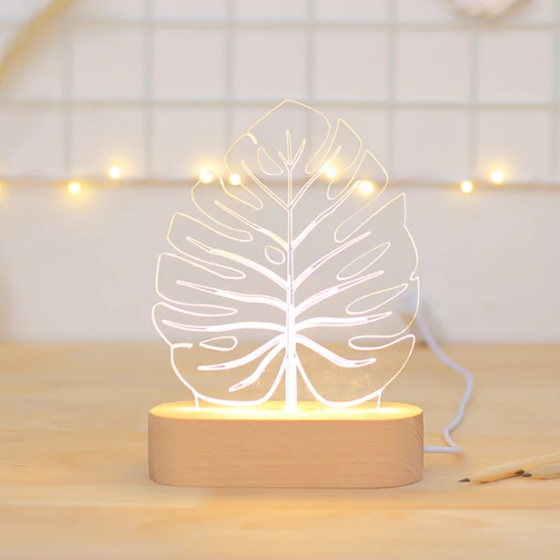 Черепаха лист моделирование 3D видение ночник яркость регулируемая USB Led