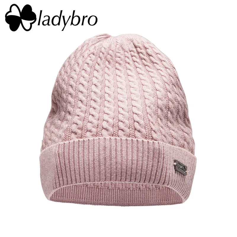 Женская Шапка-бини Ladybro, осенне-зимняя шапка, теплая шапка Skullies, женские горнолыжные шапки в полоску, женская вязаная шапка feminino - Цвет: 004