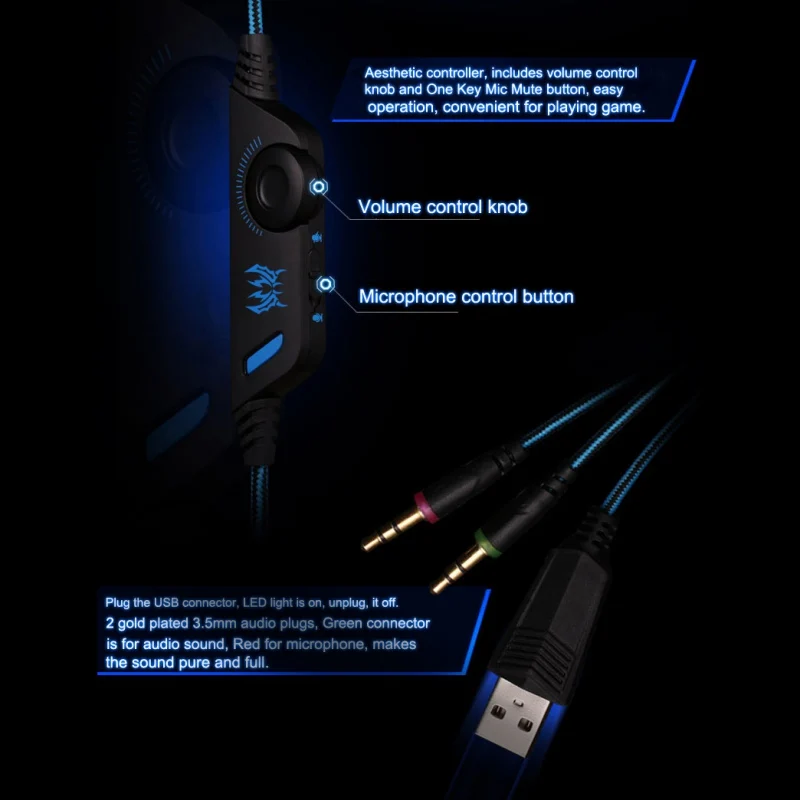 3,5 мм Gaming Headset профессиональный микрофон наушники со светодиодом стерео объемный звук наушники с глубокими басами для игр, наушники гарнитура для PS4 Xbox One портативных ПК