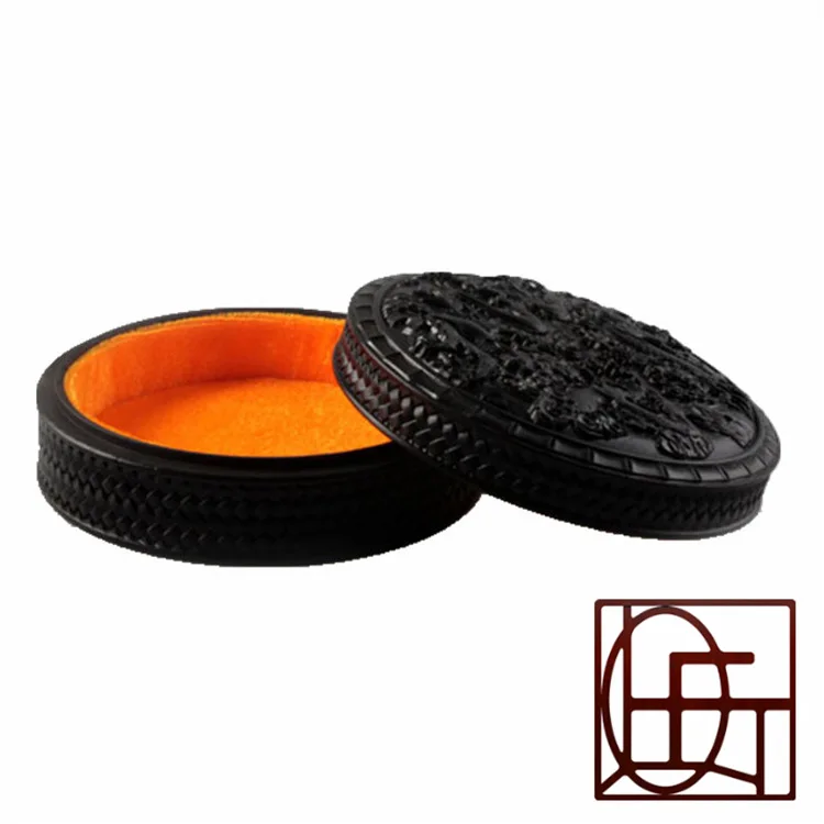 Коробка для Драгоценностей из черного дерева с драконами круглая