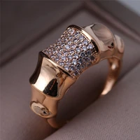luxury exaggerated creative inlaid custom bone zircon exquisite ring charm gold color ring wedding anniversary rings for women