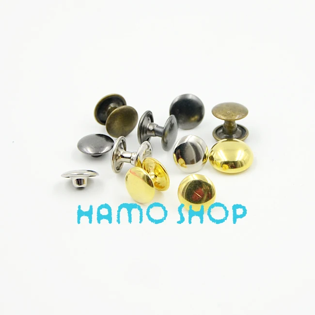 

50pcs/lot 10x10mm Mix Color Double Cap Rivet Tubular Metal Shoes Bag Belt Garment Bracelet Studs Punk Spike Decoration
