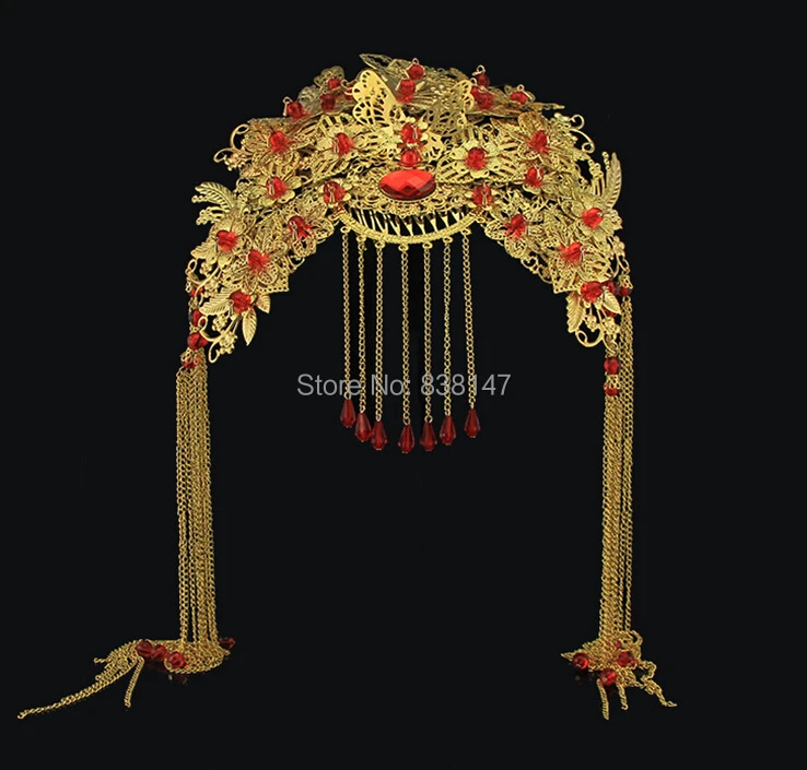 Классический золотой макраме бусины свадебный тиары свадьбы дамы чонсам