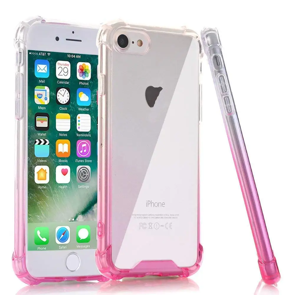 GKK Gradient for iPhone 7 Case 8 Plus X XR XS Clear Silicone Transparent Soft TPU PC Reinforced Airbag Cover Coque |