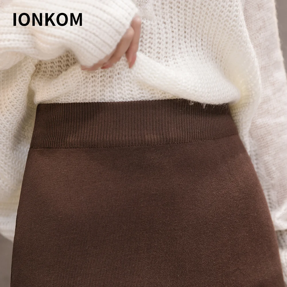 Женская трикотажная юбка с оборками IONKOM осенняя эластичная юбка-Русалка высокой