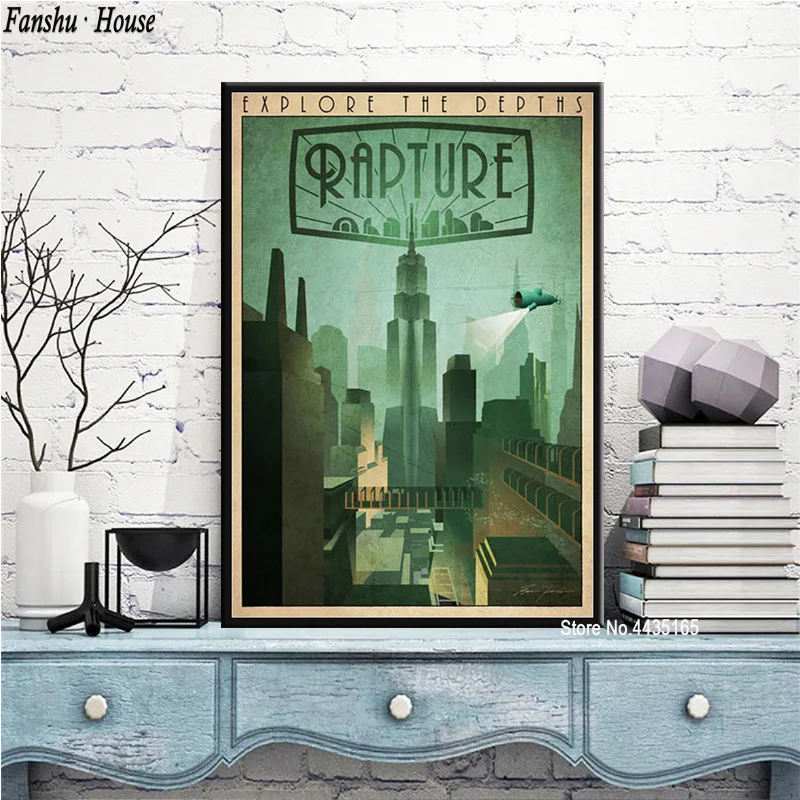 Плакат Bioshock Rapture киноплакаты и принты для видеоигр Картина на холсте Настенная