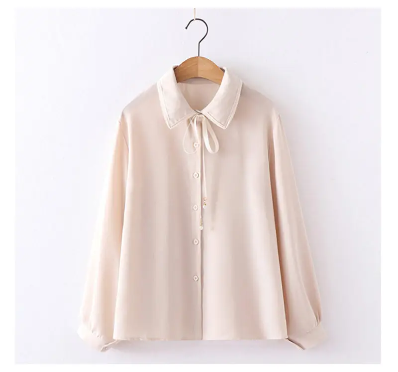 Корейская мода новая весенняя рубашка женские хлопковые топы абрикосовая с