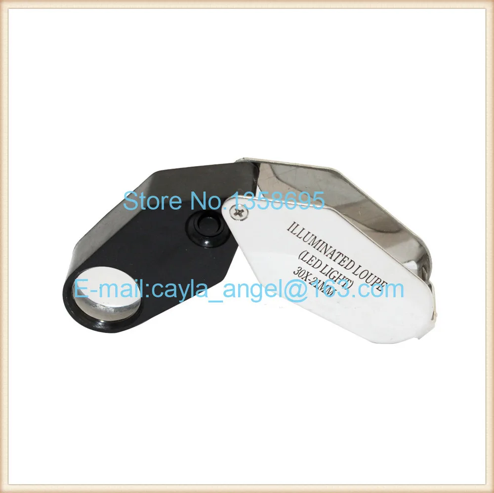 

Free Shipping 30X-21mm Lens Jewelry Magnifier Illuminated Loupe with LED Light