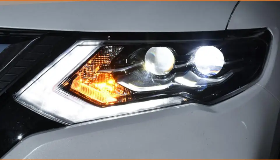 2pcs car Head light For X-Trail Rogue Headlights~/~2016year rogue headlight x trail xtrail DRL HI LO HID xenon