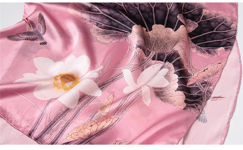 Butterfly Print Silk Scarf Spring Pure Silk Scarf Shawl Hand-rolled Edges Natural Silk Scarf Women Fashion Scarves Wraps
