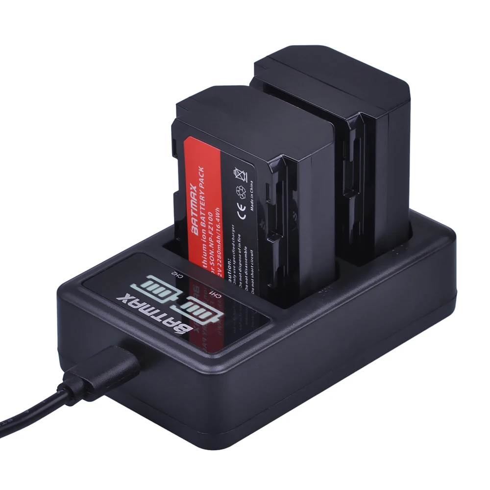 2 шт. 2280 мА/ч NP FZ100 Батарея Akku емкостью + usb портами и светодиодным индикатором