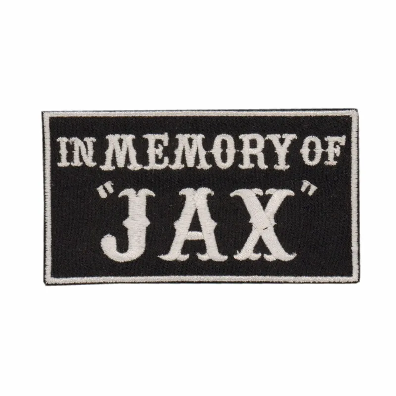 Маленькие передние нашивки JAX на заказ с вышивкой белого шрифа байкерские