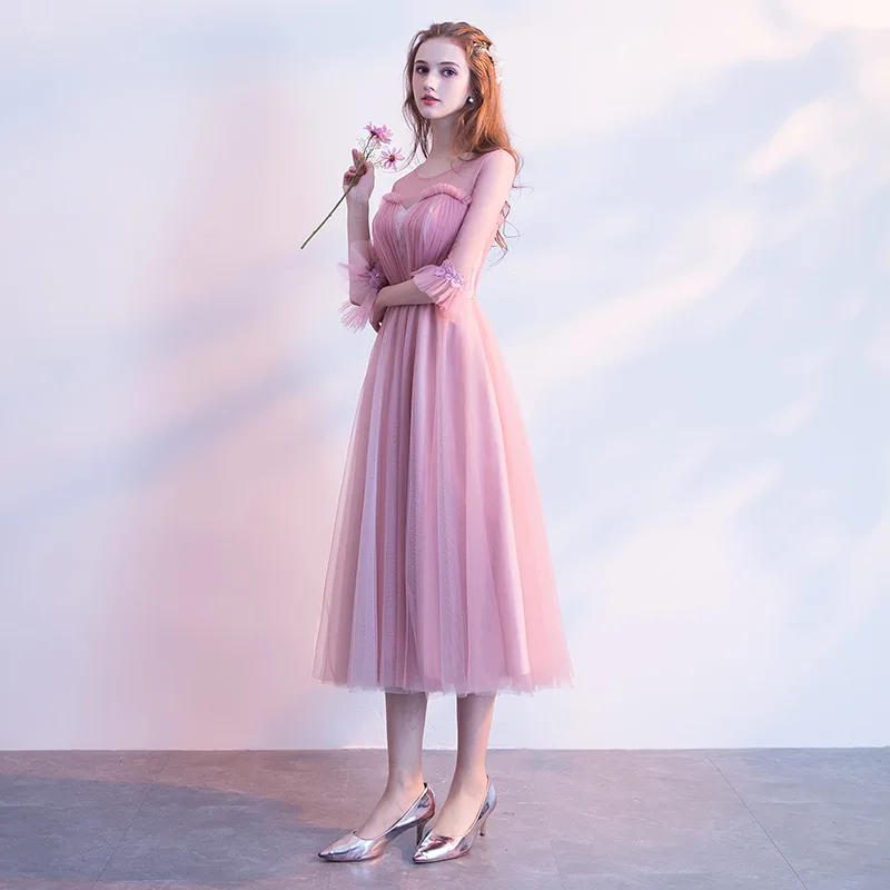 2019 Лидер продаж розовые платья подружки невесты тюлевые васильковые без рукавов