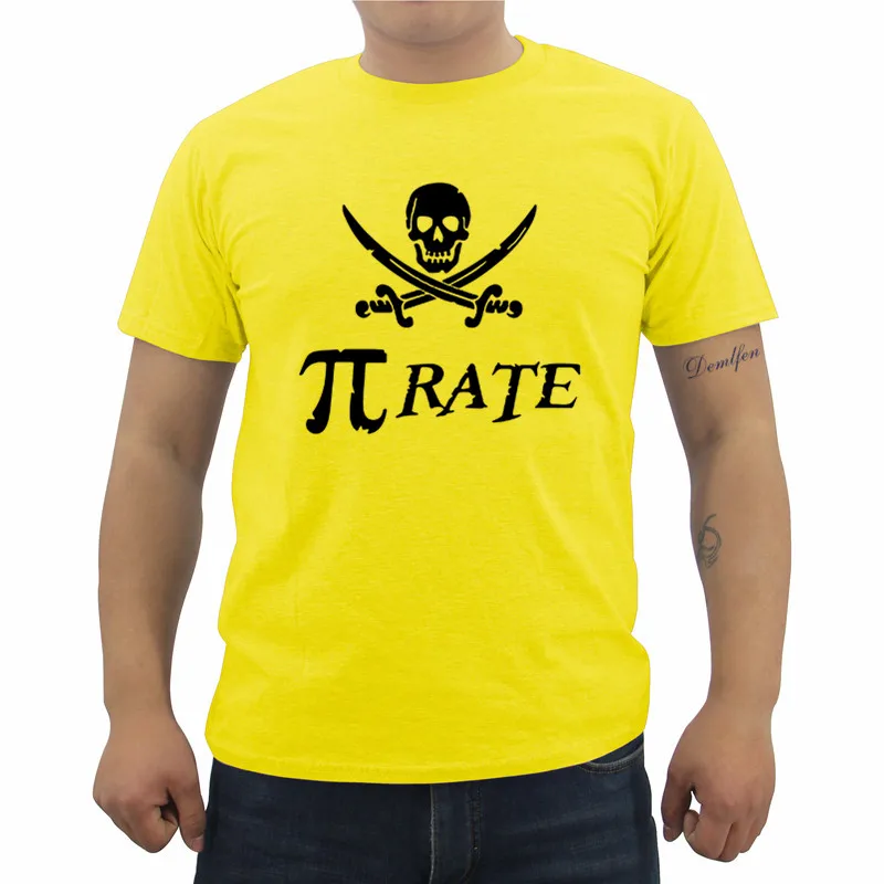 Модные мужские футболки с рисунком черепа Pi Rate забавные математические летние