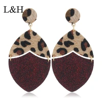 lh korean exaggeration statement earrings leopard print drop earrings fashion vintage brown plush dangle earrings for women