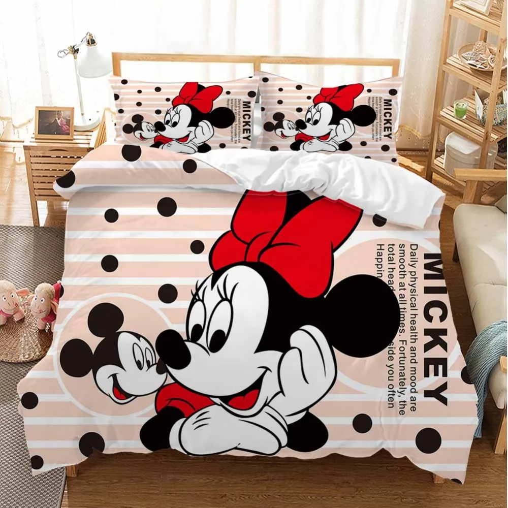 sweet pink minnie mickey mouse quilt cover Bedding Sets single twin Size for girls Cartoon Duvet Cover Quilt Bed | Дом и сад