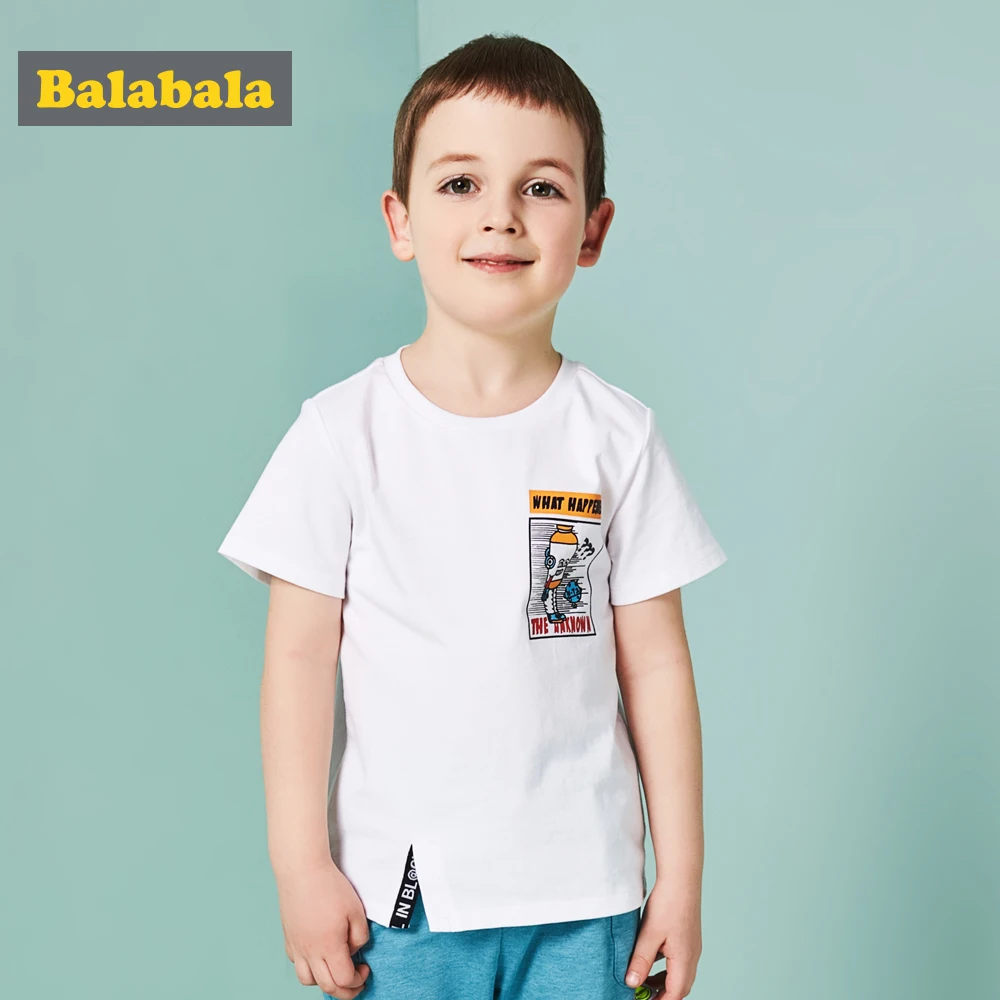 Balabala/Летняя футболка для маленьких мальчиков хлопковая рубашка детская одежда