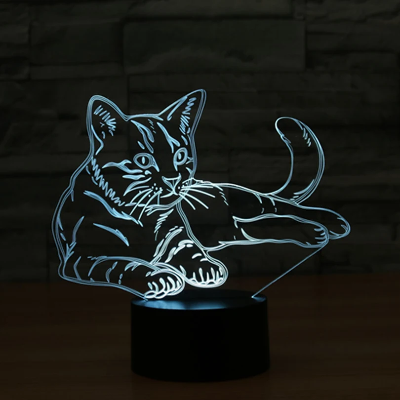 

Lovely 3D Cat Night Lights Animal Lampen 7 Color Touch Table Lamp 3D Illusion for Christmas Kids Baby Gifts Toys LED Night light
