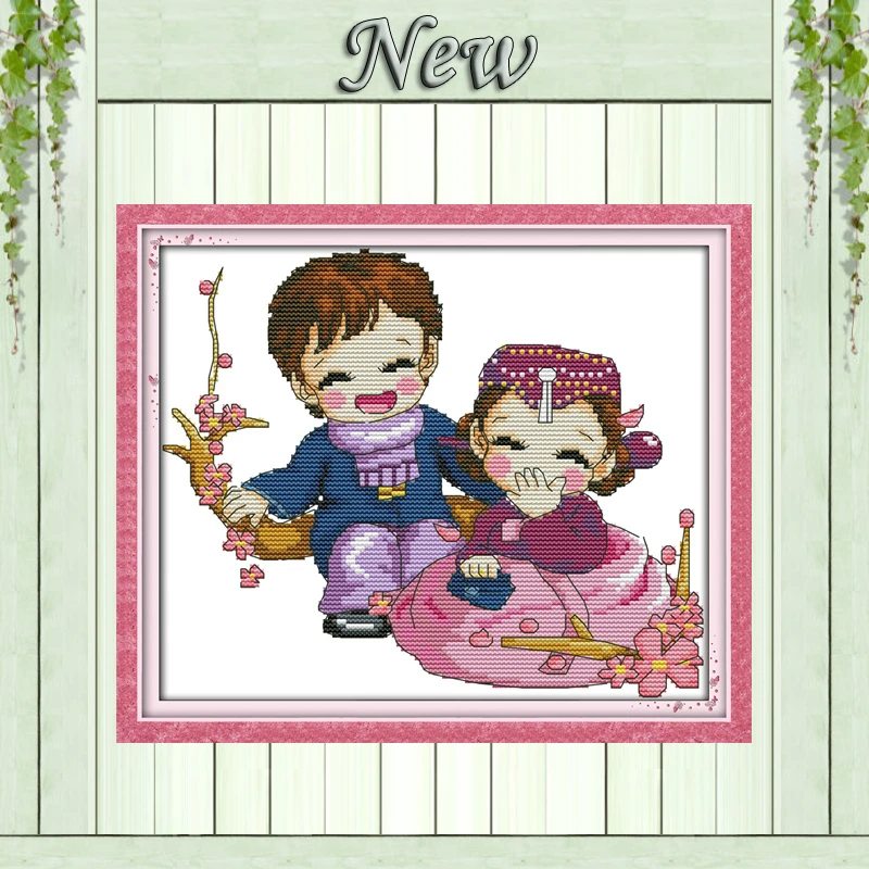 Набор для вышивки крестиком под персиковым деревом картины сделай сам на холсте