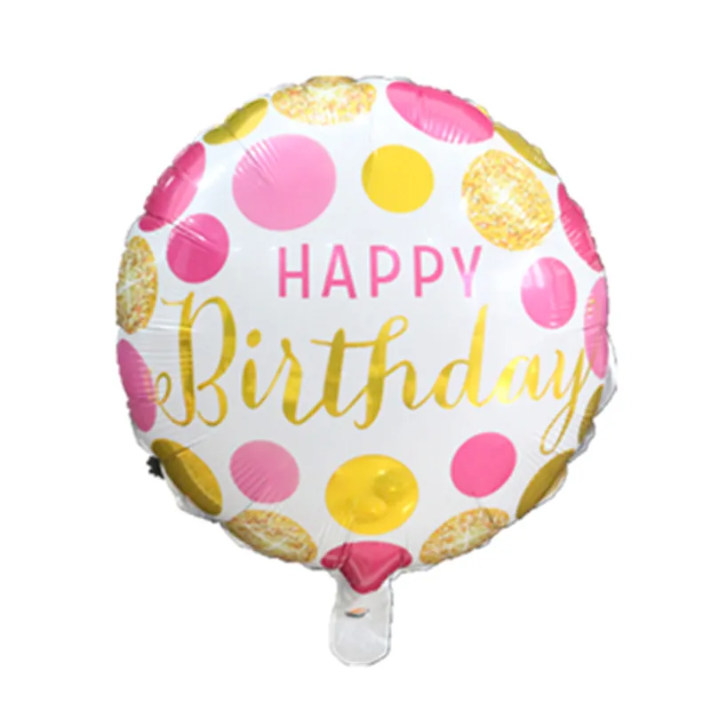 50pcs/lot 18 inch Happy Birthday Round Foil Helium Balloons Baby Boy Girl 1st Party Decor Supplies Pink Gold Globos | Дом и сад