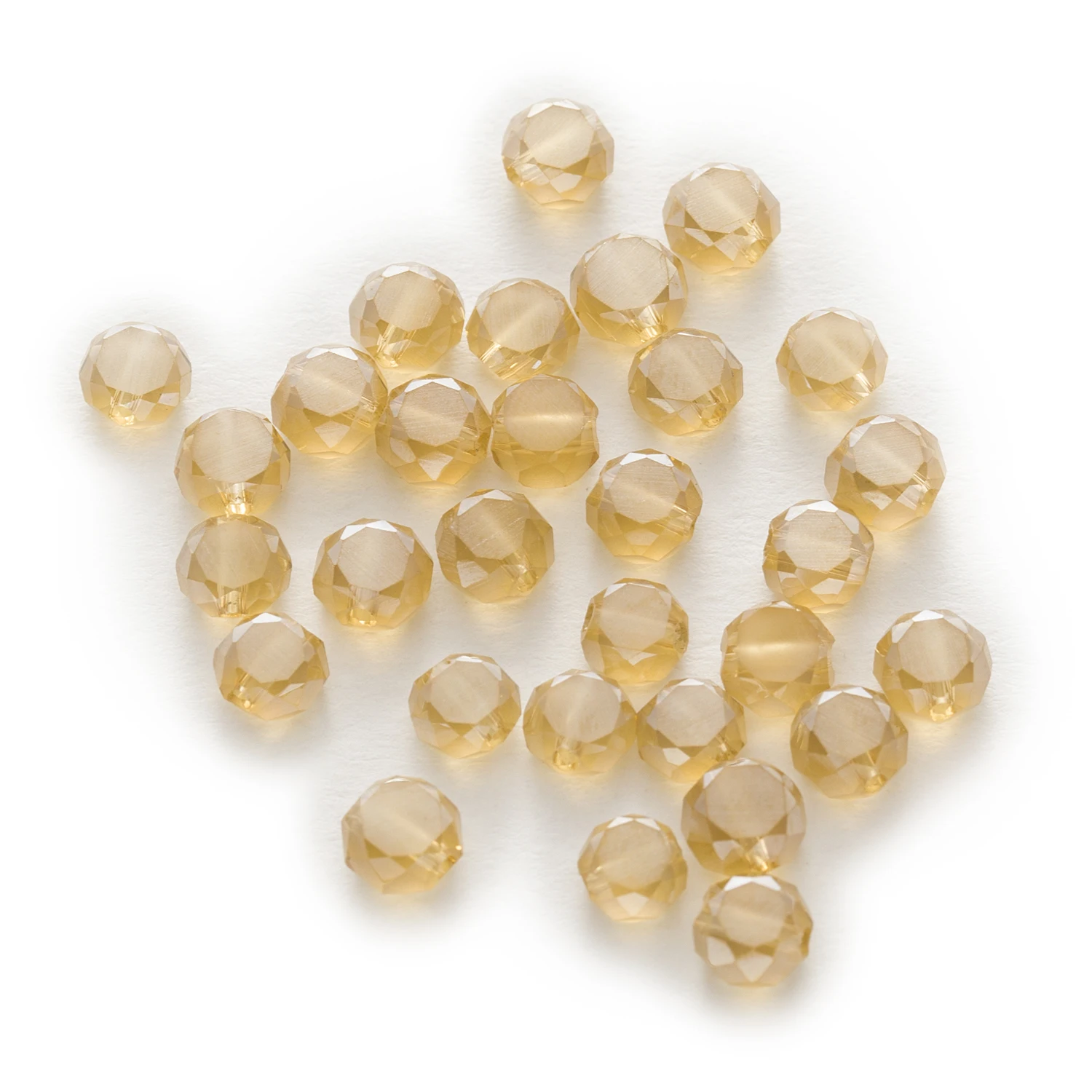 

50 Piece Electrum Bread Faceted Crystal Glass Spacer Beads Jewelry Findings For Handmade Making Bracelet Necklaces DIY 4-8mm