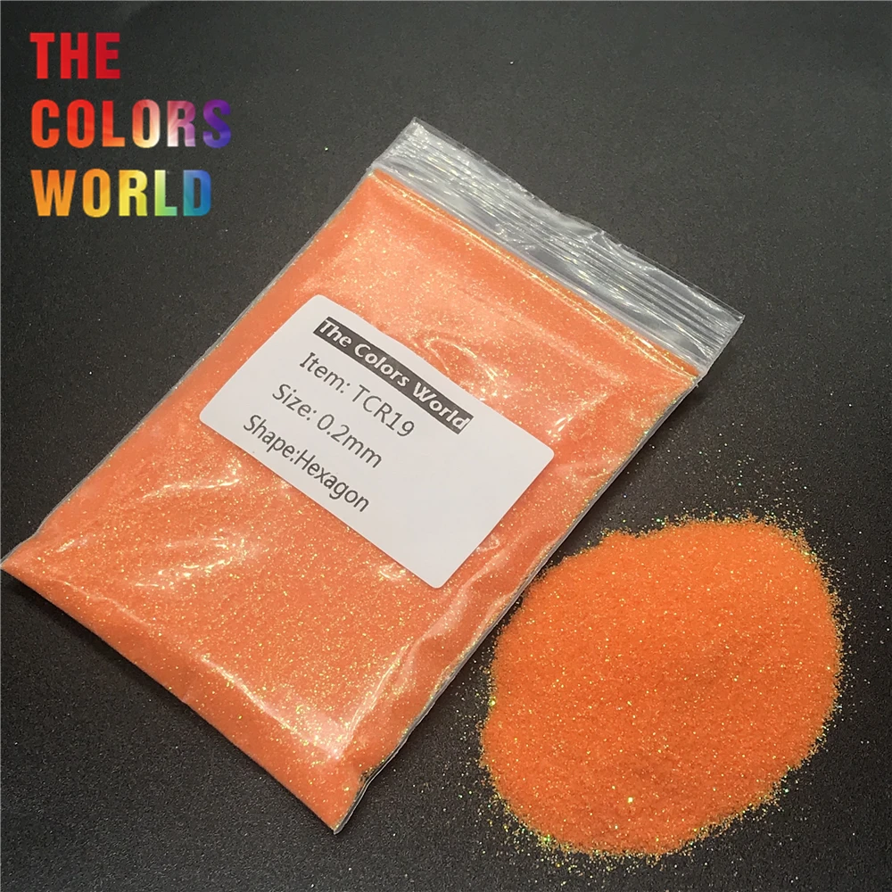 TCR19 переливчатая Радуга оранжевого цвета в форме Шестиугольника для ногтей Блеск