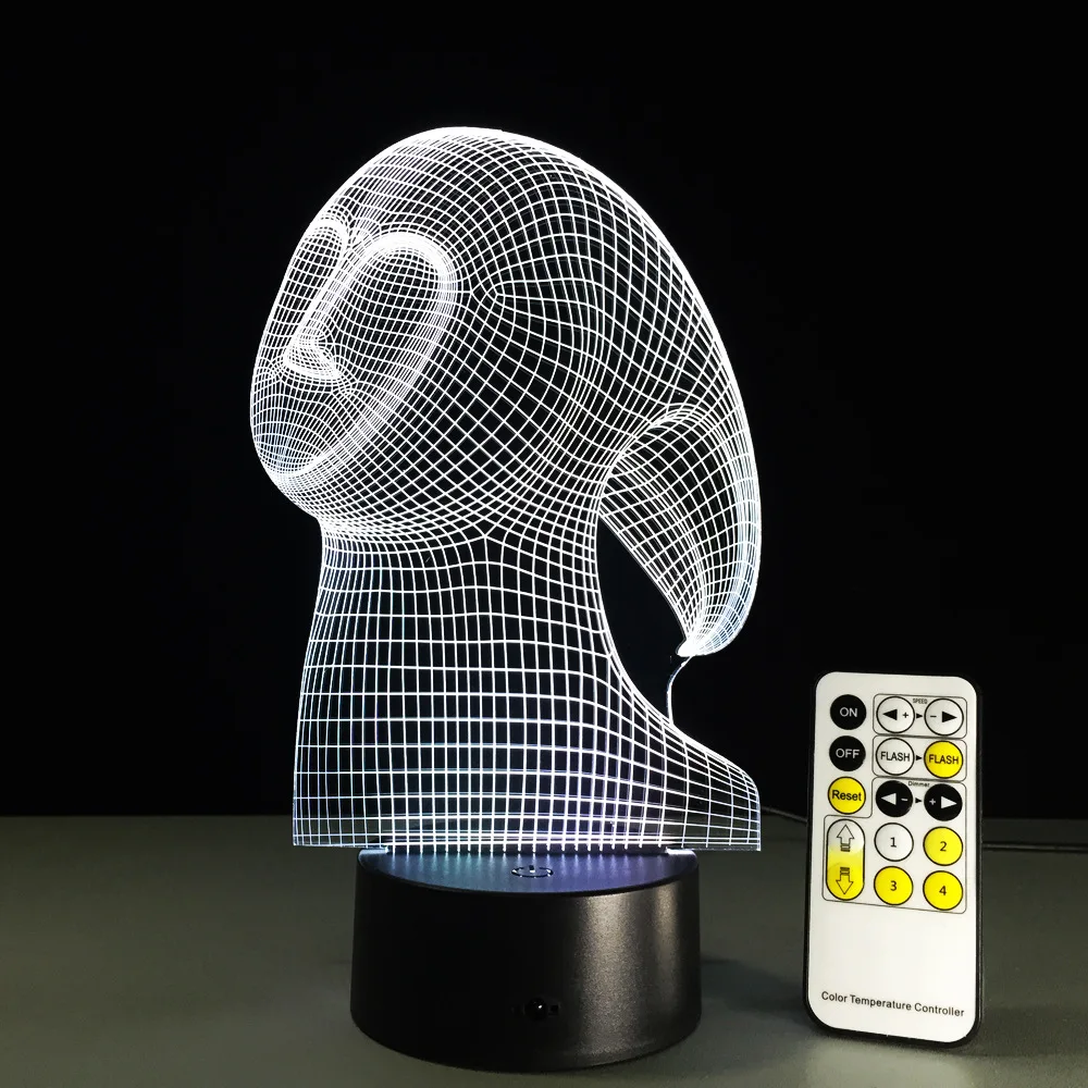 

Ghost LED 3D Stereo Vision Lamp Indoor Bedroom Light Acrylic Remote Touch Switch Light Creative Gift Colorful Change Table Lamp
