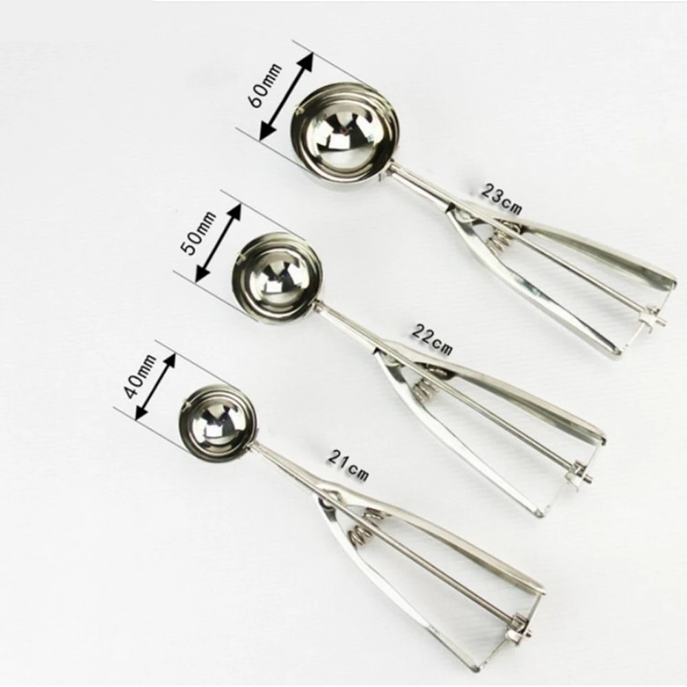 kitchen Tools Stainless steel spoon ice cream mashed potatoes watermelon Cookies spring handle scoop accessories | Дом и сад