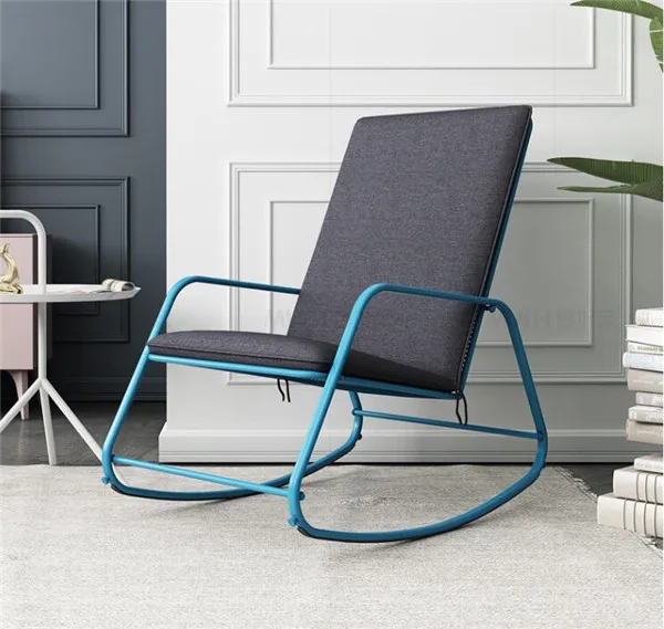 Blue with Cushion Мебель для помещений и улицы, кресло-качалка для взрослых, кресло-качалка, ленивый стул, Простое Повседневное легкое кресло, кресло-качалка для балкона и сада - Color: Blue with Cushion